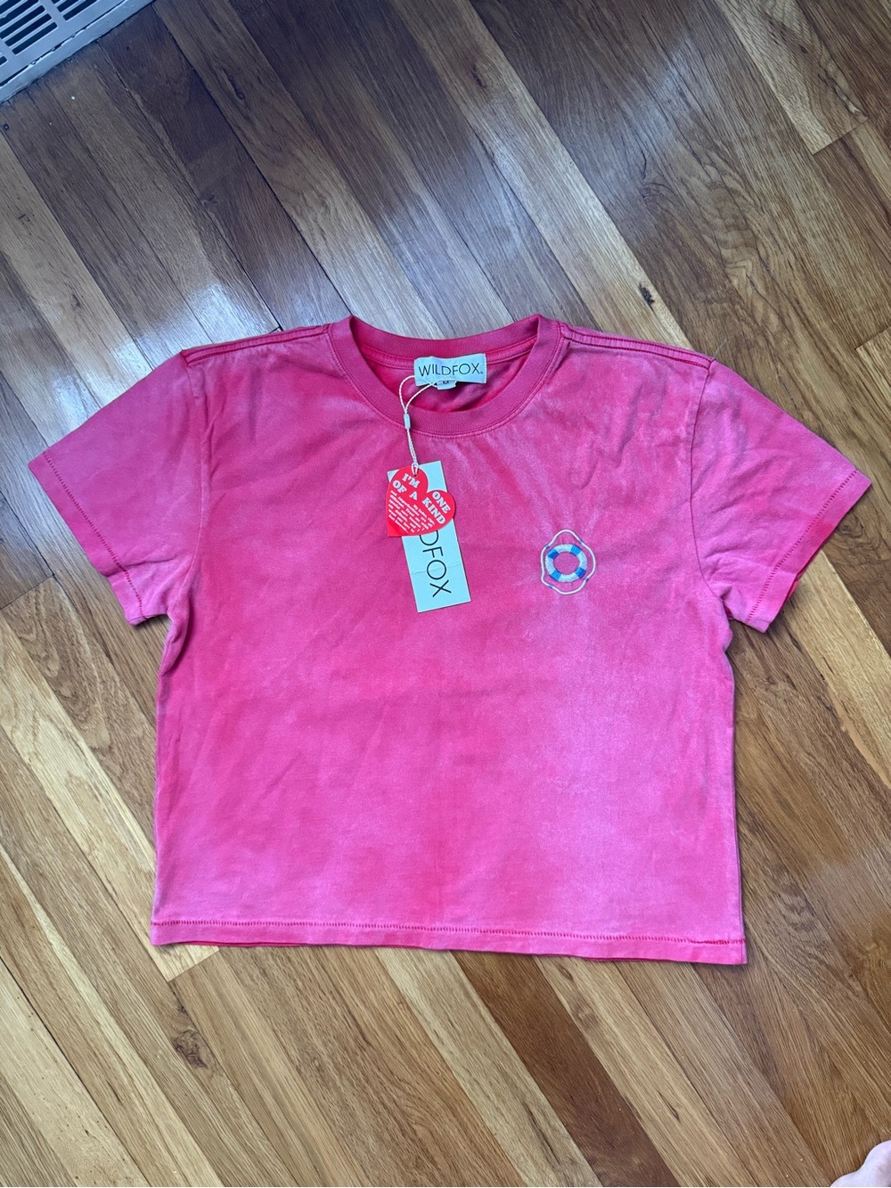 Wildfox Bright Pink Lifesaver Graphic Crop Tee